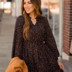 Splattered Long Sleeve Cinched Dress -Women's Clothing Store BB 1284 b1076d1d 1e2f 4f5a 83cf 244d1641ec05 515272