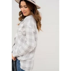 Grey Plaid Flannel -Women's Clothing Store BB 1287 5f48a6ee c103 4f5f b307 57554b3ca651