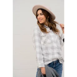 Grey Plaid Flannel -Women's Clothing Store BB 1295 db10becf a1fe 4774 8cbd aea8c608e585