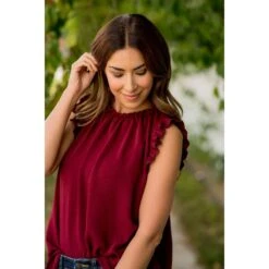 Dressy Ruffle Cinch Tank Blouse -Women's Clothing Store BB 1311