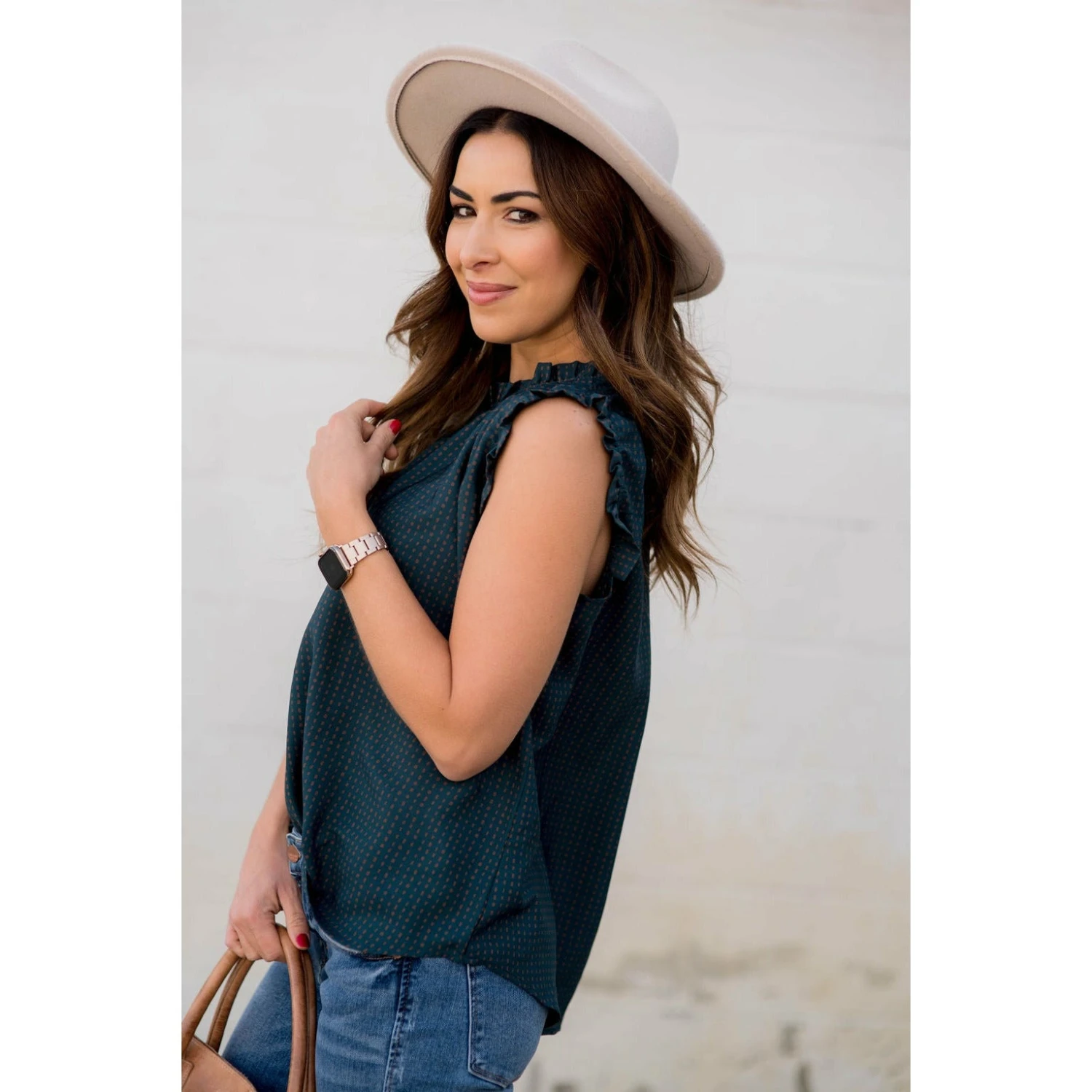 Printed Ruffle Sleeve Cinch Neck Tank 5 Printed Ruffle Sleeve Cinch Neck Tank - Image 5