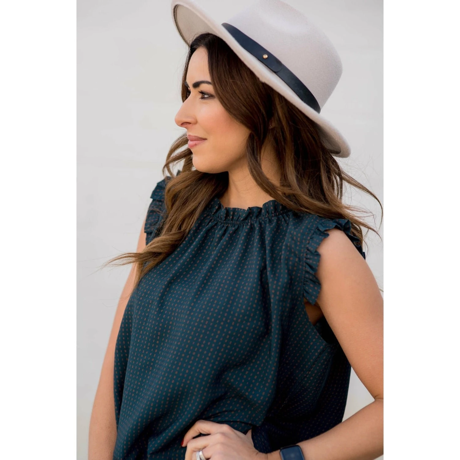 Printed Ruffle Sleeve Cinch Neck Tank 6 Printed Ruffle Sleeve Cinch Neck Tank - Image 6