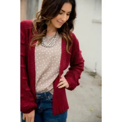 Knitted Detailed Sleeve Cardigan -Women's Clothing Store BB 1343 1