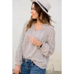 Mini Dot Drawstring Blouse -Women's Clothing Store BB 1365 f00cd6f2 a07a 4ab2 8ed0 40823a8b2b5d