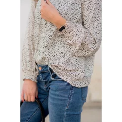 Mini Dot Drawstring Blouse -Women's Clothing Store BB 1368 2ae86366 d801 45f7 af43 144ca266733b