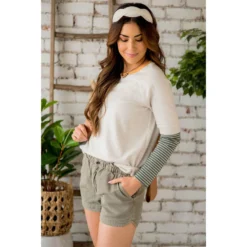 Hint Of Stripe Sweatshirt -Women's Clothing Store BB 1371 4ad1427b 1b9b 4c32 ab44 cdcd4ade4a77