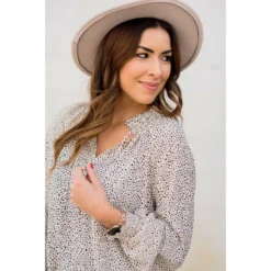 Mini Dot Drawstring Blouse -Women's Clothing Store BB 1371 f7df1ba8 5645 4a19 88df 0922d8256bc4