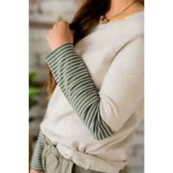 Hint Of Stripe Sweatshirt -Women's Clothing Store BB 1378 1bb031b3 99de 4adf 863d ebaafd2e25bf