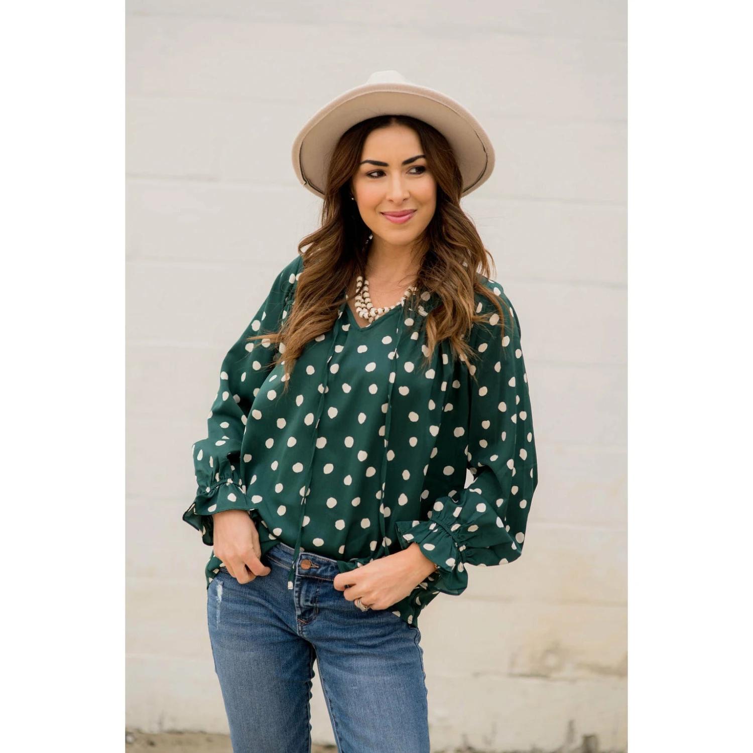 Polka Dot Drawstring Blouse 2 Polka Dot Drawstring Blouse - Image 2