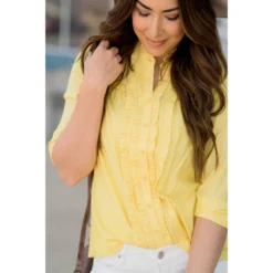Ruffled Up 3/4 Sleeve Blouse -Women's Clothing Store BB 1409