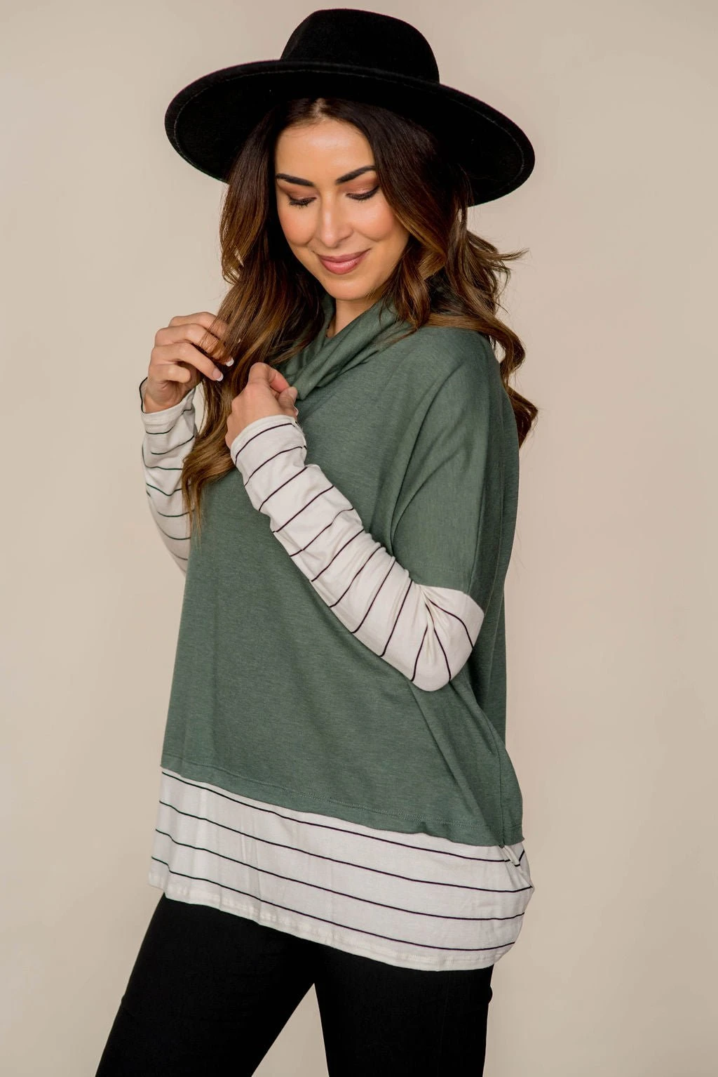 Hint Of Stripes Cowl Neck 11 Hint Of Stripes Cowl Neck - Image 11