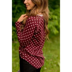 Solid Trimmed Long Sleeve Polka Dot Tee -Women's Clothing Store BB 1417 7519a171 b4aa 42a7 ac60 66689b5b0405