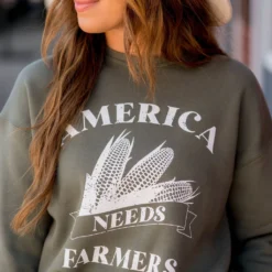 America Needs Farmers Graphic Crewneck -Women's Clothing Store BB 1424 327080