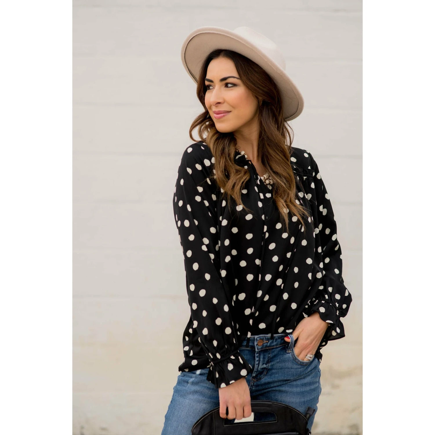 Polka Dot Drawstring Blouse 12 Polka Dot Drawstring Blouse - Image 12