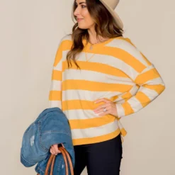 Striped V Stitched Sweatshirt -Women's Clothing Store BB 1437 2e538335 ba52 4fe8 83e7 ec5f96ef9451 939836