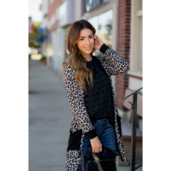 Mini Leopard Solid Trim Tunic Cardigan 18 Mini Leopard Solid Trim Tunic Cardigan -Women's Clothing Store BB 1449 48964577 c7c0 421f 8a4c d74affded96e