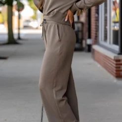 Side Slit Flare Drawstring Pants