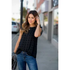 Swiss Dot Ruffle Sleeve Tank -Women's Clothing Store BB 1454 674b977c 9806 4d31 aff1 8b1d6b39fa0a