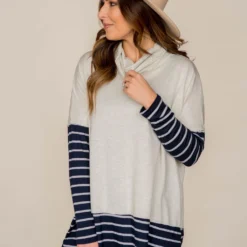 Trimmed Cowl Neck Sweatshirt