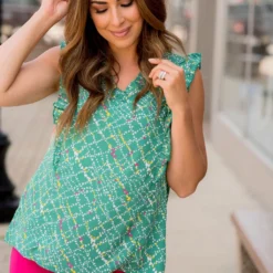 Splattered Ruffle Accented Tank -Women's Clothing Store BB 1458 1a0b00e2 737f 4cb0 bc39 83e7ef433d28 653160