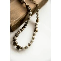 Bel Koz Mixed Charcoal Squared Single Clay Necklace -Women's Clothing Store BB 1459 423e7f50 83df 4fd1 8946 bfd870580823