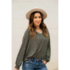 Mini Dot Drawstring Blouse -Women's Clothing Store BB 1460 ebd0bdd9 8204 48fe b8db f90129fb90a9