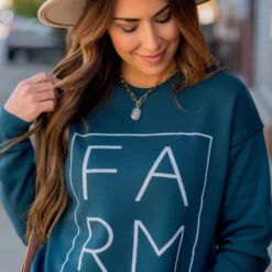 Farm Blocked Graphic Crewneck 13 Farm Blocked Graphic Crewneck -Women's Clothing Store BB 1466 591948
