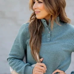 Quilted Button Accent Pullover -Women's Clothing Store BB 1478 20172ff4 f6e3 45e8 bf65 4162888cb784 855301