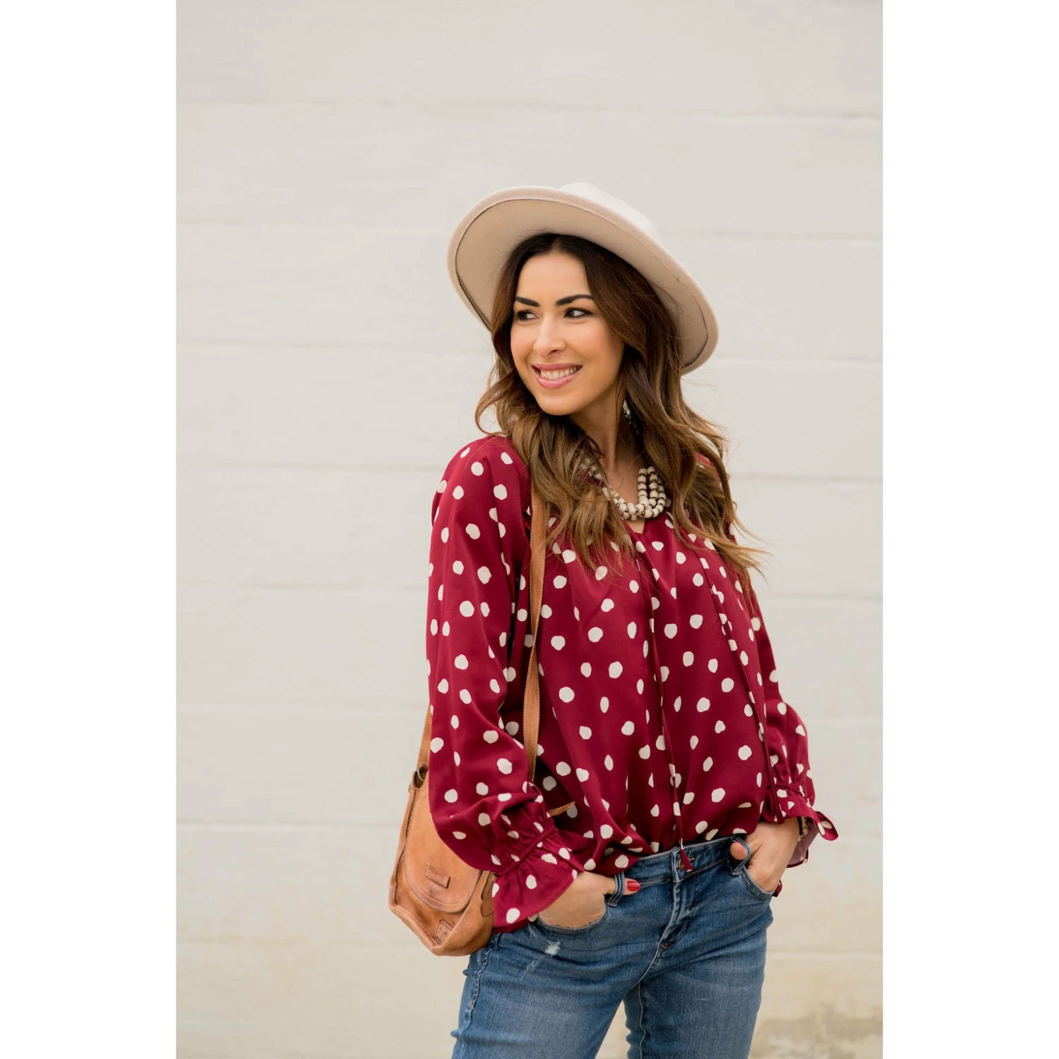 Polka Dot Drawstring Blouse 7 Polka Dot Drawstring Blouse - Image 7