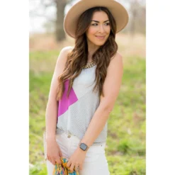 Tri Blocked Striped Tank -Women's Clothing Store BB 1483