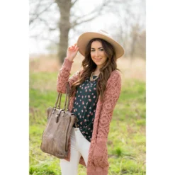 Diamond Knit Tunic Cardigan -Women's Clothing Store BB 1487