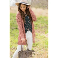 Diamond Knit Tunic Cardigan -Women's Clothing Store BB 1493