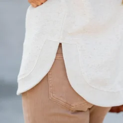 Waffled Side Slit Sweatshirt -Women's Clothing Store BB 1496 fd4b648e 6bff 4368 97b5 51e2b8eddef6 207330