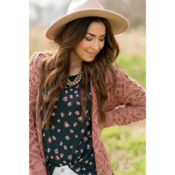 Diamond Knit Tunic Cardigan -Women's Clothing Store BB 1498