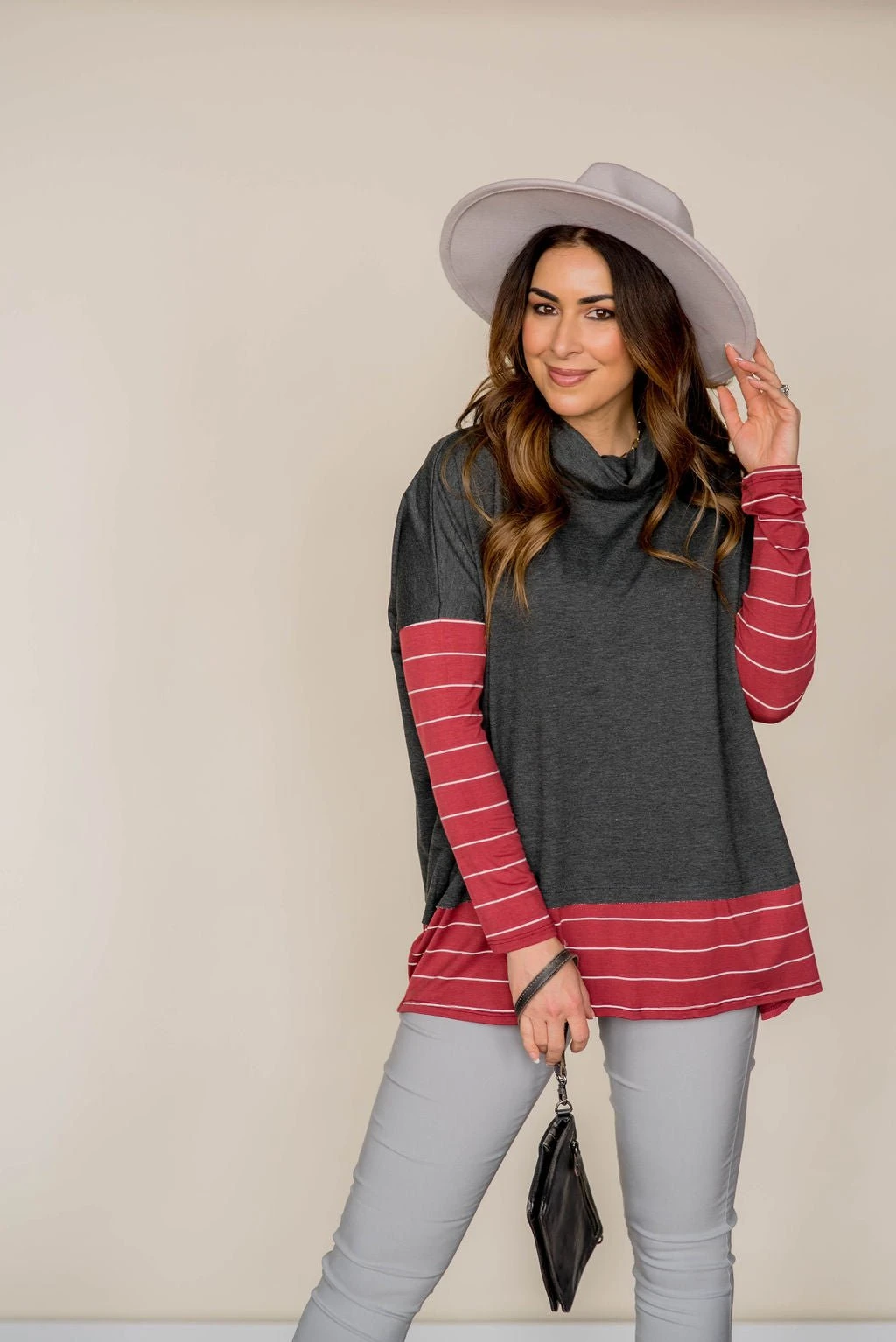 Hint Of Stripes Cowl Neck 1 Hint Of Stripes Cowl Neck