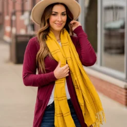 Dark Mustard Plaid Scarf