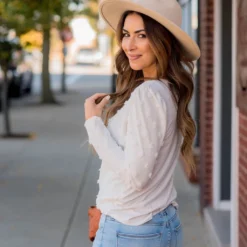 Textured Dot Long Sleeve Blouse -Women's Clothing Store BB 1553 1453f5c0 eb3c 411e b87f 4a3aaf47fb19 488218