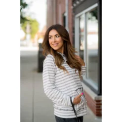 Double Mixed Striped Hoodie -Women's Clothing Store BB 1580