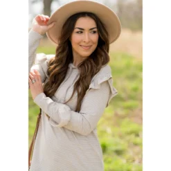 Ruffle Sleeve Striped Hoodie -Women's Clothing Store BB 1585 3bdfc0ad 056a 487e 987c d2e3d9017ea4