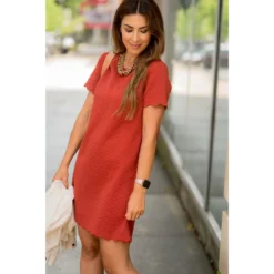 Short Sleeve Textured Scalloped Swing Dress -Women's Clothing Store BB 1592 af9d782b 368a 48c9 9207 2b9780792079