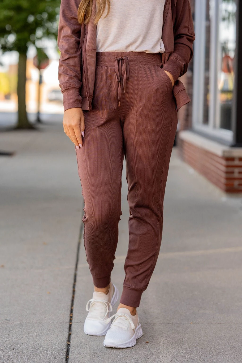 Lightly Ribbed Drawstring Joggers 3 Lightly Ribbed Drawstring Joggers - Image 3