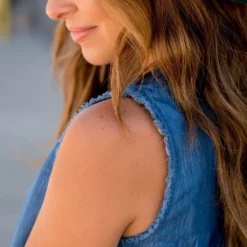 Frayed Trim Slit Tank -Women's Clothing Store BB 1608 837152d6 83cd 4f59 adc5 21b7716e9404 235764