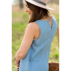 Denim Peep Back Tank -Women's Clothing Store BB 1621 db1f196c 1393 4a8e 98d9 712ef55285e0
