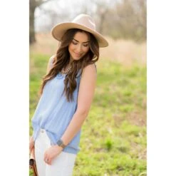 Mini Dots Ruffle Trim V Tank -Women's Clothing Store BB 1626