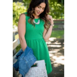 Textured Scalloped Tank Dress -Women's Clothing Store BB 1628