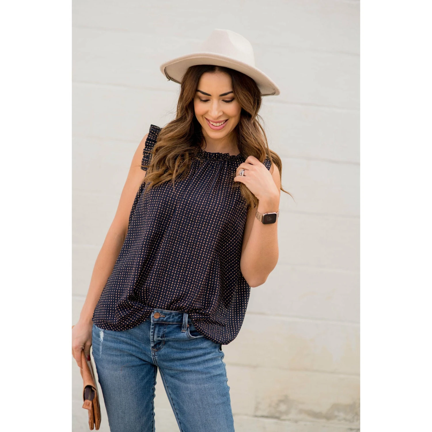 Printed Ruffle Sleeve Cinch Neck Tank 11 Printed Ruffle Sleeve Cinch Neck Tank - Image 11