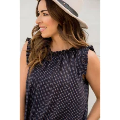 Printed Ruffle Sleeve Cinch Neck Tank 31 Printed Ruffle Sleeve Cinch Neck Tank -Women's Clothing Store BB 1634 504986