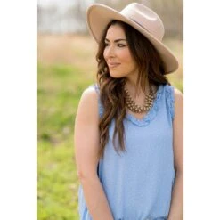 Mini Dots Ruffle Trim V Tank -Women's Clothing Store BB 1635