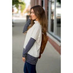 Cowl Neck Accent Tunic Sweatshirt -Women's Clothing Store BB 1659