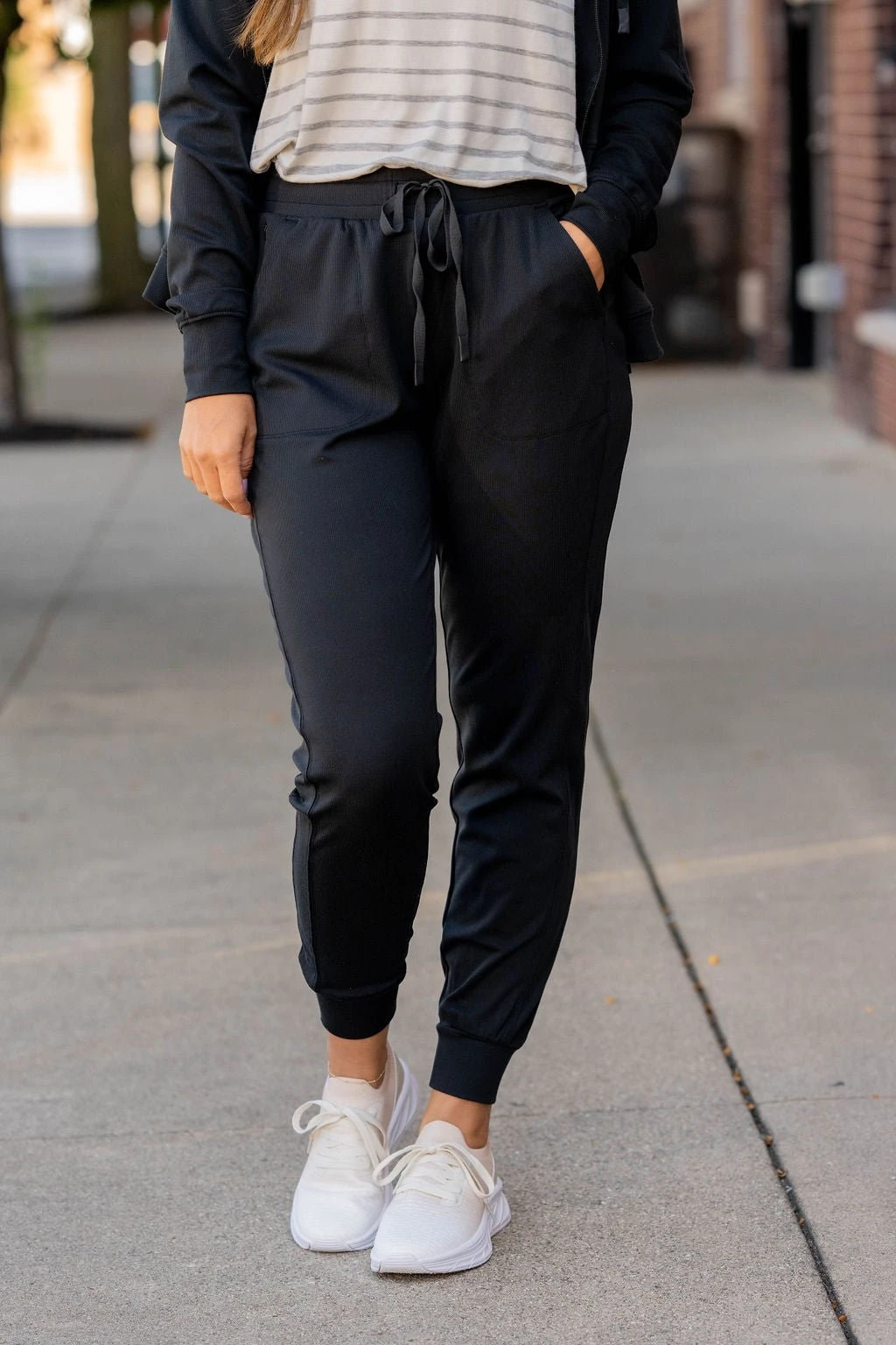 Lightly Ribbed Drawstring Joggers 2 Lightly Ribbed Drawstring Joggers - Image 2